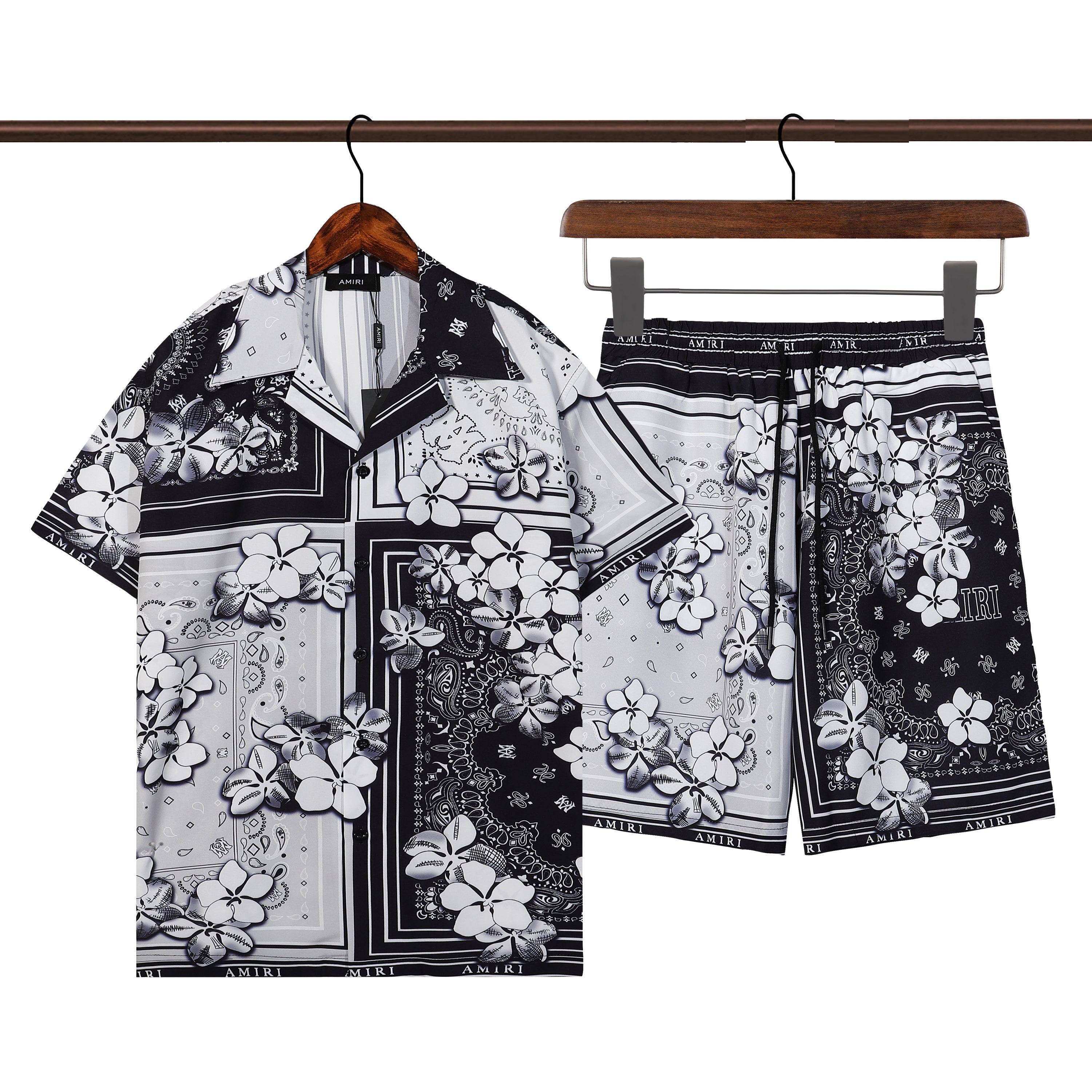 AMIRI 2024 Spring and early spring silk shorts and shirt suit